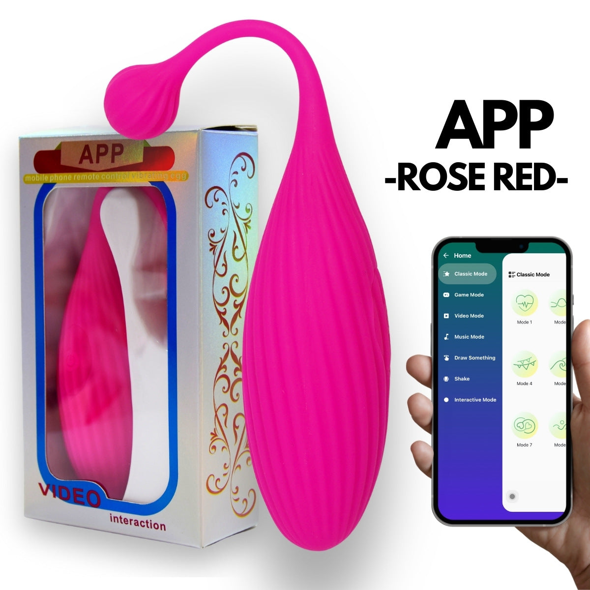 App Vibrator - Rose Red, Safe Waterproof with App Control Ideal Lingerie