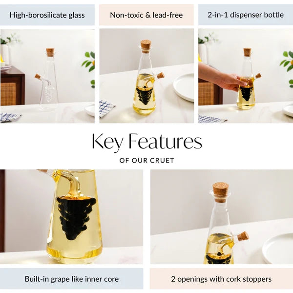 Premium Olive Oil & Vinegar Glass Dispenser – Transparent | Beirut Kitchen Essential Martika