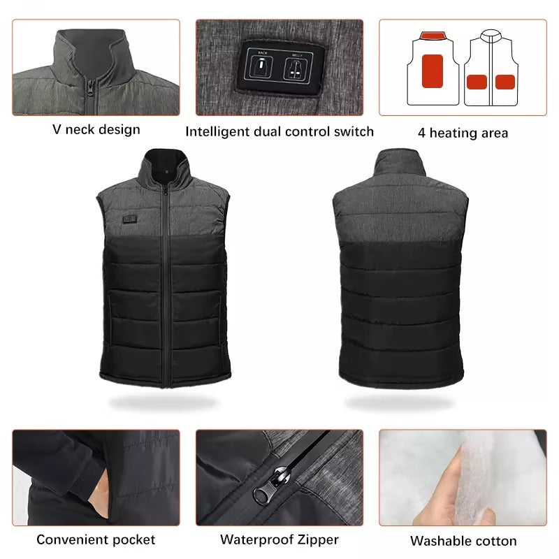 The Thermal Cocoon Vest in Grey & Black Fili & Kili