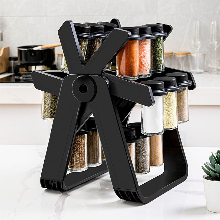 360° Rotating Spice Rack Organizer – Black | Space Saver for Lebanese Kitchens Martika
