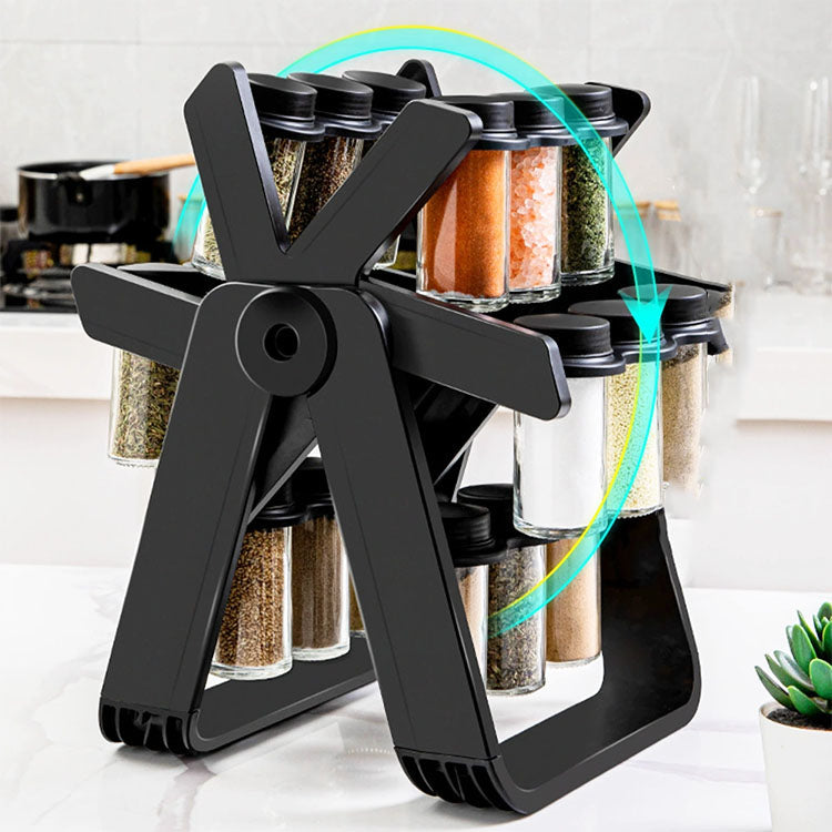 360° Rotating Spice Rack Organizer – Black | Space Saver for Lebanese Kitchens Martika
