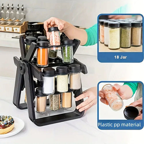 360° Rotating Spice Rack Organizer – Black | Space Saver for Lebanese Kitchens Martika