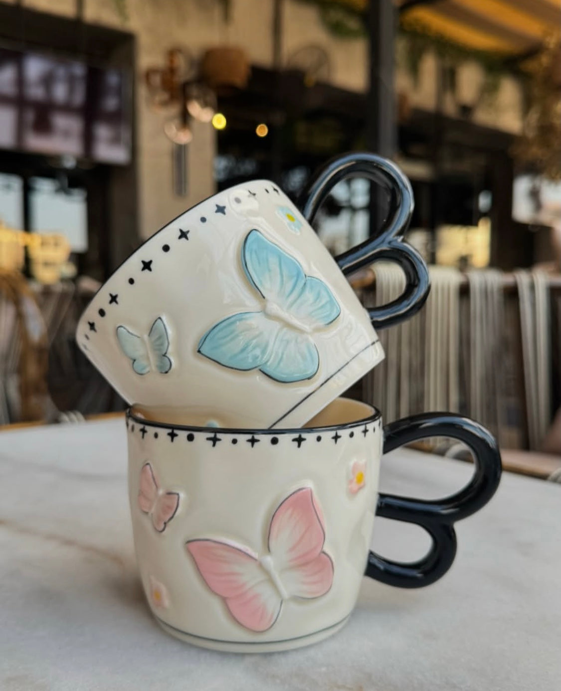 Mug Butterfly Pink With Butterfly Handle (54-89) - 300 Ml Farawla