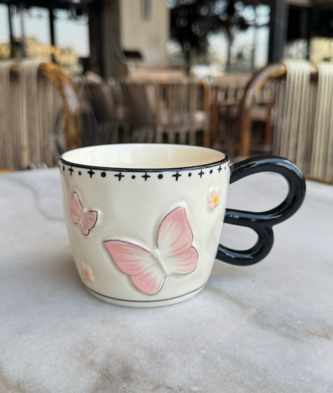 Mug Butterfly Pink With Butterfly Handle (54-89) - 300 Ml Farawla