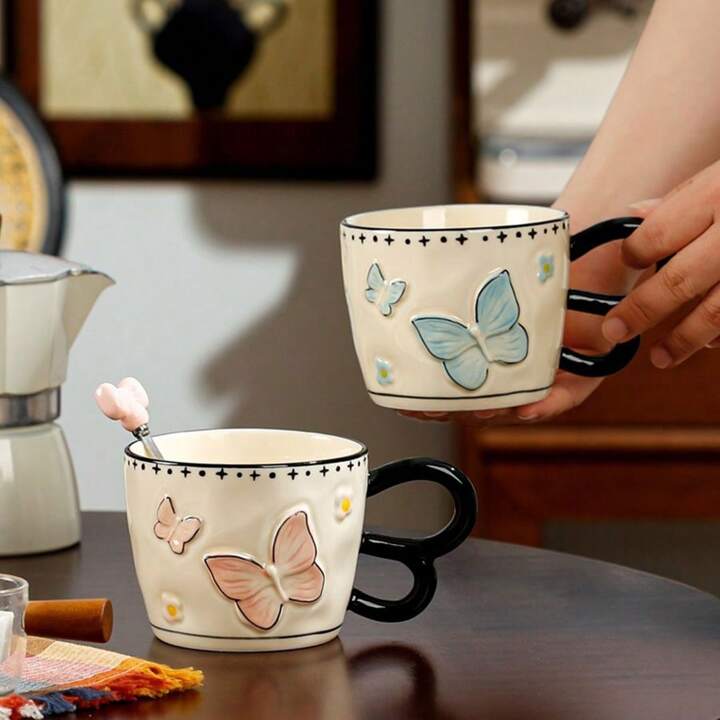 Mug Butterfly Pink With Butterfly Handle (54-89) - 300 Ml Farawla