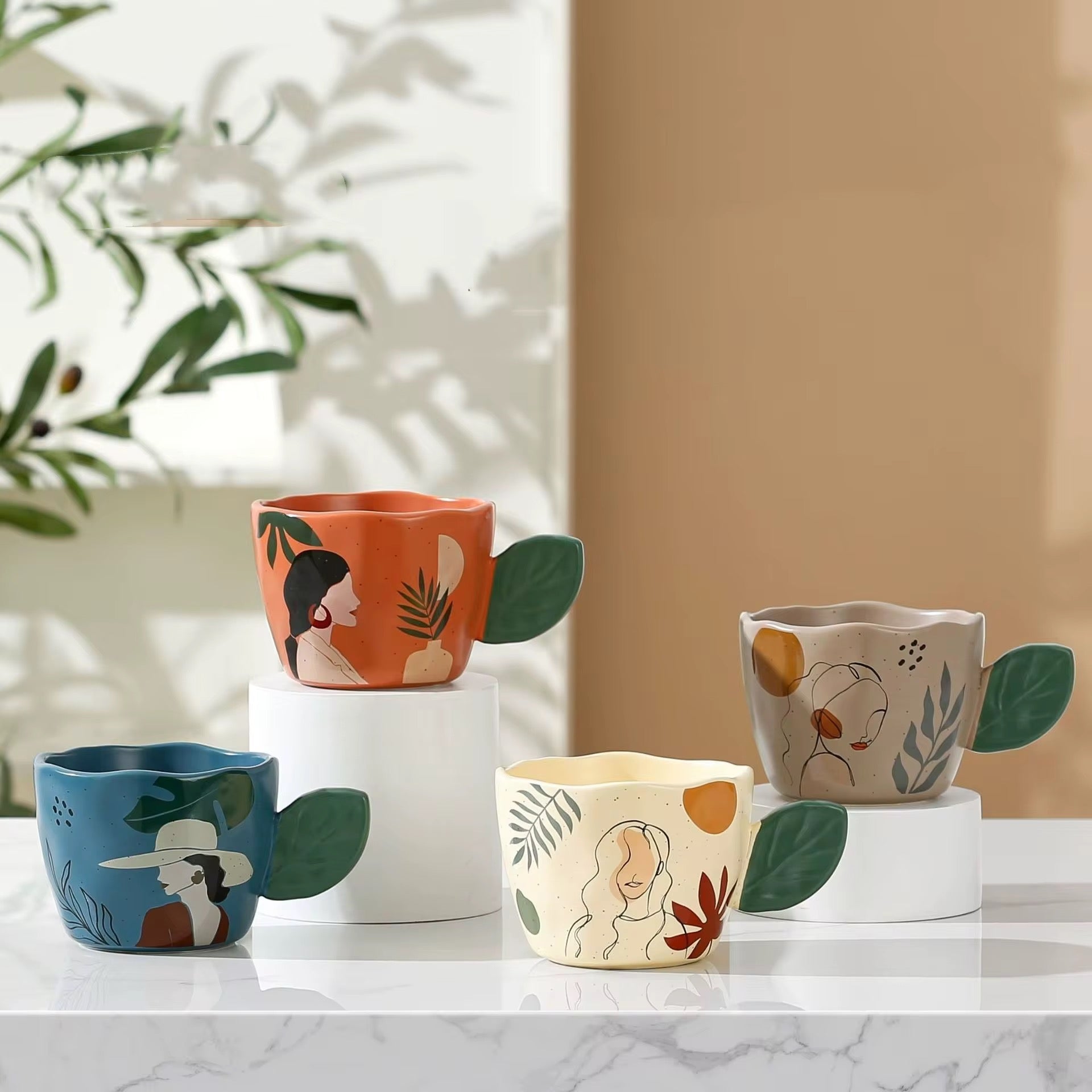 Mug Leaf Handle Blue (54-86) - 250 Ml Farawla
