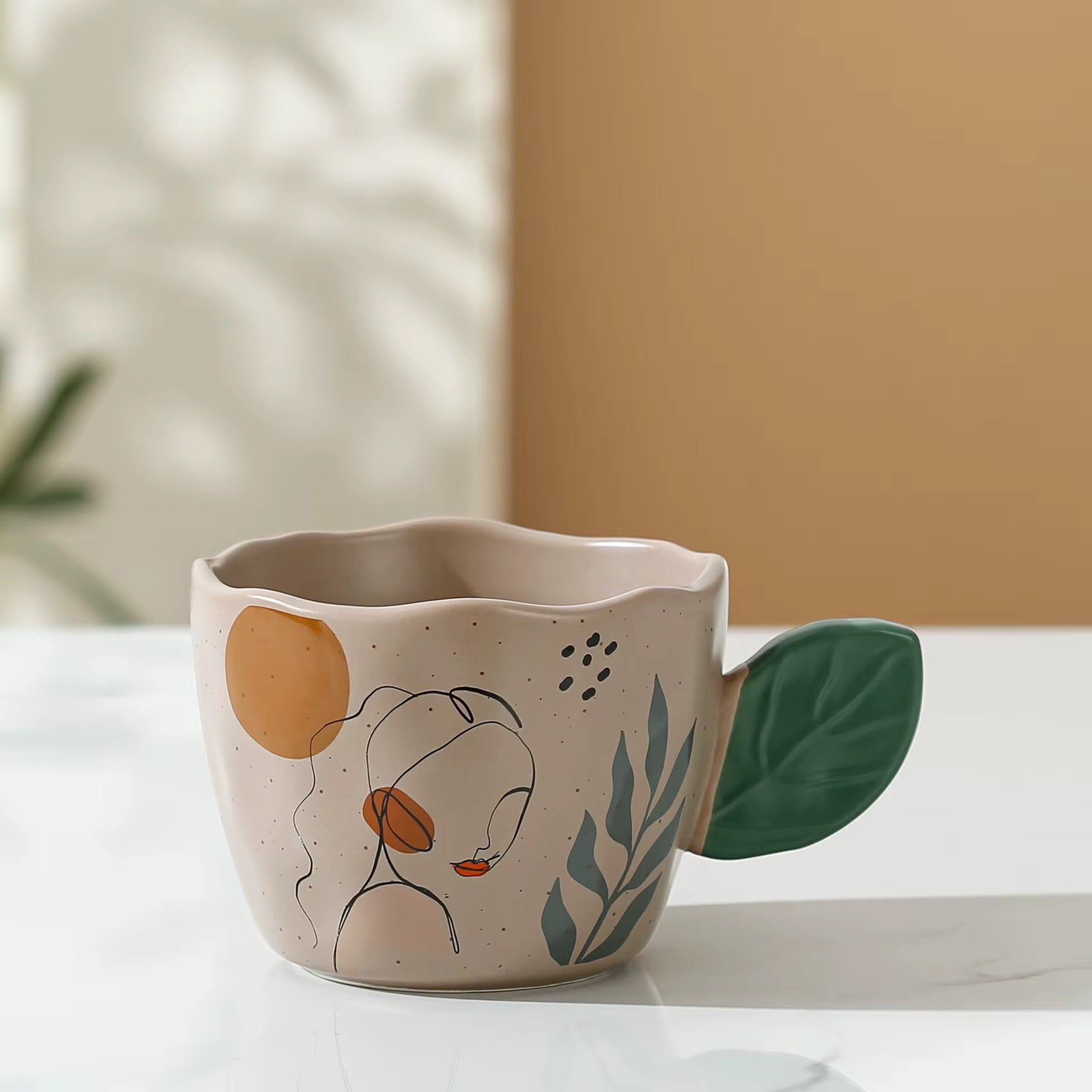 Mug Leaf Handle Blue (54-86) - 250 Ml Farawla
