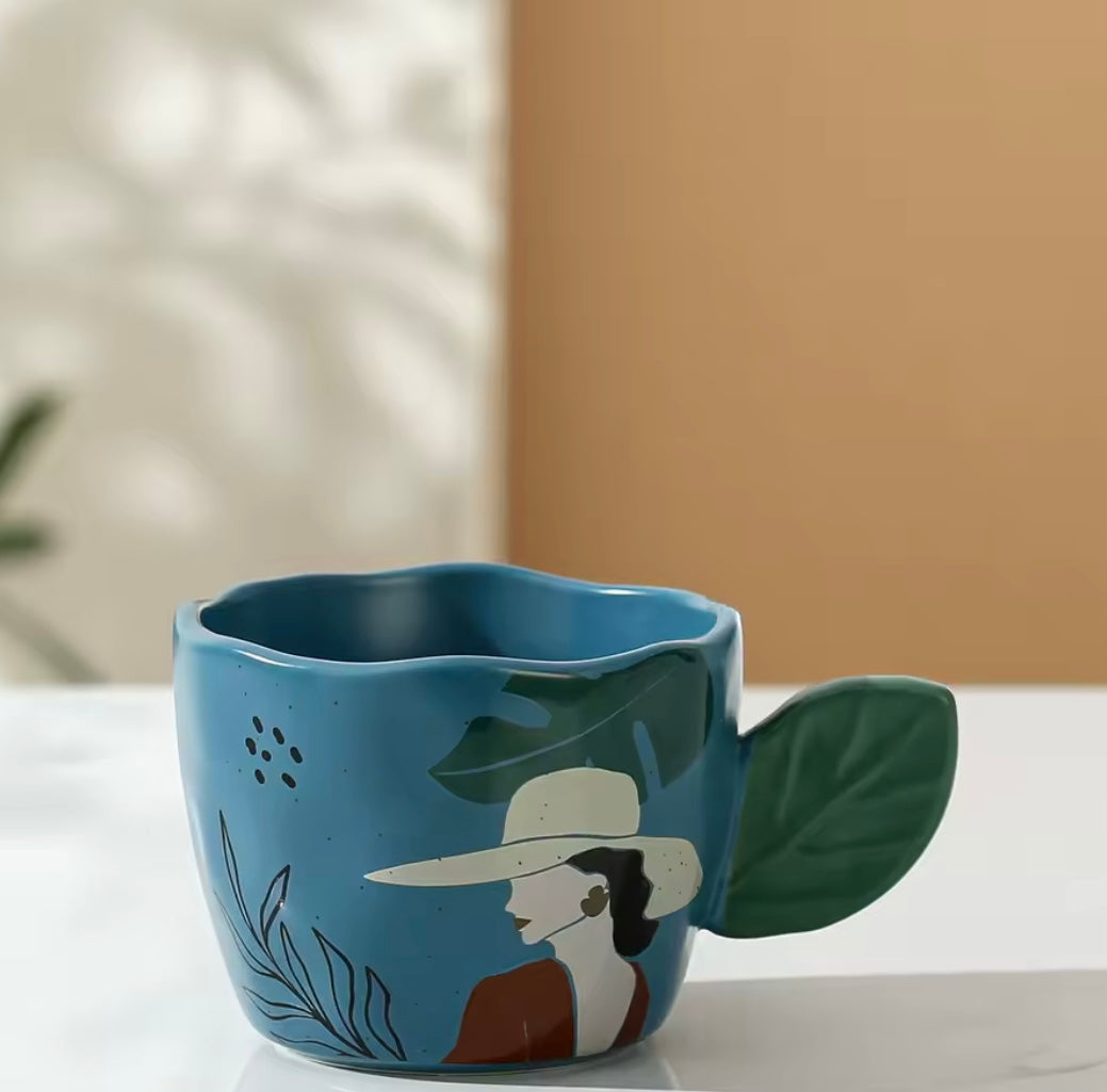 Mug Leaf Handle Blue (54-86) - 250 Ml Farawla