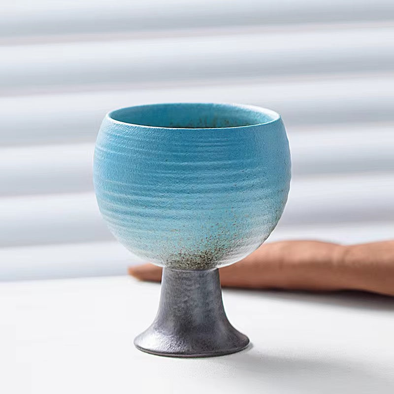 Handmade Vintage Round Cup Blue, beige, green Farawla
