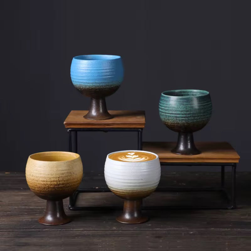 Handmade Vintage Round Cup Blue, beige, green Farawla