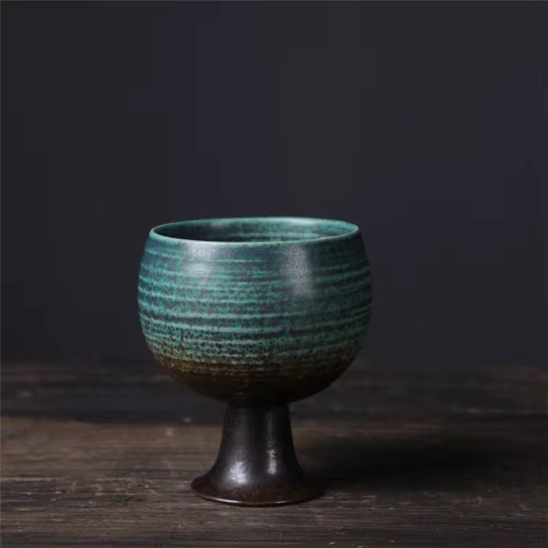 Handmade Vintage Round Cup Blue, beige, green Farawla