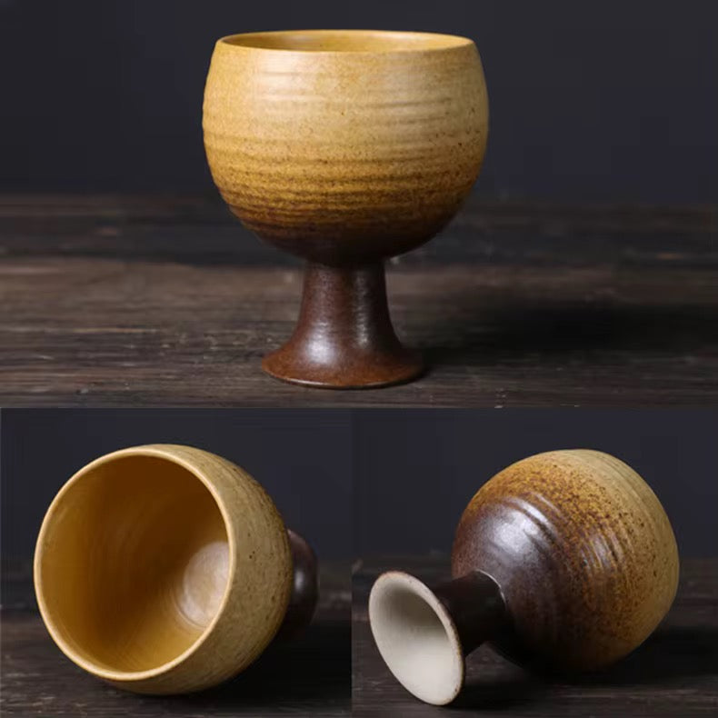 Handmade Vintage Round Cup Blue, beige, green Farawla