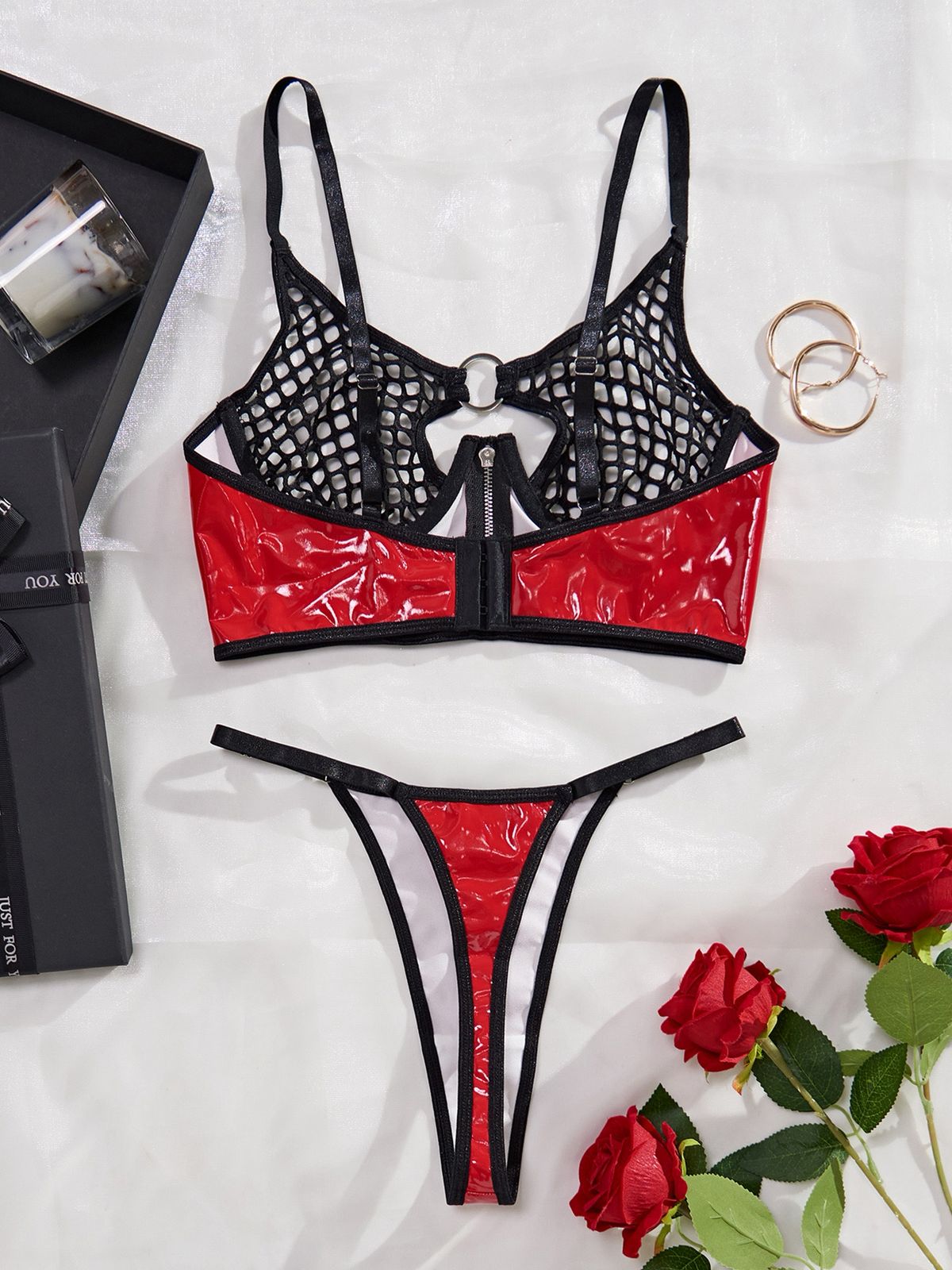 Mesh PU Leather Lingerie Dress small (fits M) Ideal Lingerie