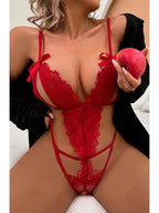 Red Lace Fantasy Bodysuit small (fits M) Ideal Lingerie
